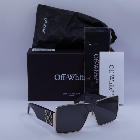 Off-White ASPEN 7607 Shield Sunglasses – Gold/Black/Grey